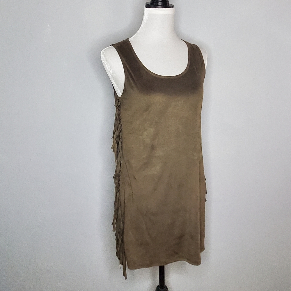 PacSun Olive Green Fringe Tank Dress